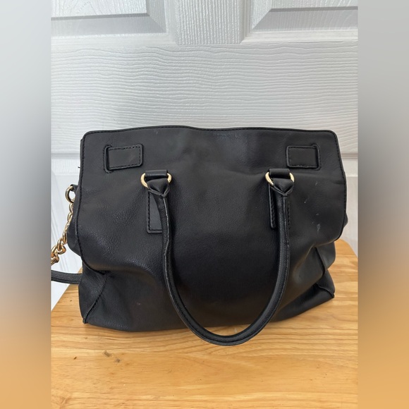 Black Leather Tote Bag with Gold Accents - Picture 6 of 12
